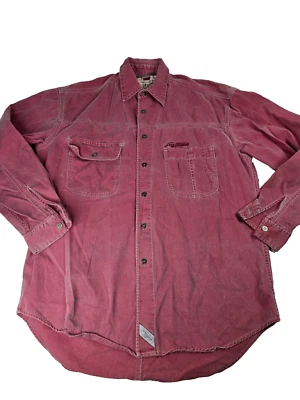 1983 Levi's Strauss Denim Shirt Men L Large Red Cotton Long Sleeve Metal Button - Image 1 of 4