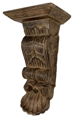 Grande 18" Madera Tallada Española Renacimiento Barroco Gótico Soporte Pared Ménsula Foto 1 de 4