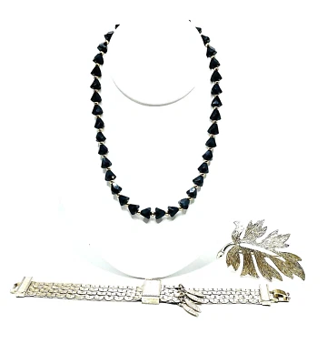 Vintage Emmons Black Crystal And Brushed Gold Jewelry Set HARD TO FIND Curated - Image 1 of 4