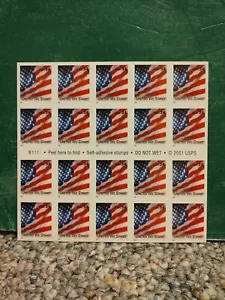 UNITED WE STAND USA FLAG 2001 Block Of 20 MNH 34¢ Stamps - Picture 1 of 4