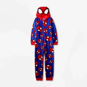 Marvel Spiderman Union Suit One Piece Pajamas Boy 4 5 6 7 8 10 12 14 Costume NWT - Picture 1 of 4