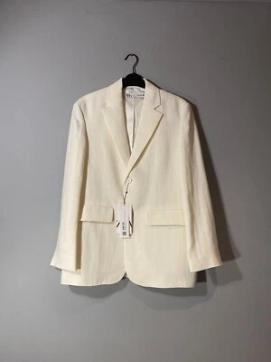 VERY RARE ZARA OVERSIZE LINEN BLAZER OYSTER WHITE , SIZE M,BNWT, 7962/586 - Image 1 of 4