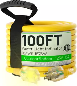 100 Ft 10/3 Outdoor Extension Cord Waterproof Heavy Duty 10 Gauge 3 Prong, Flexi - Picture 1 of 12
