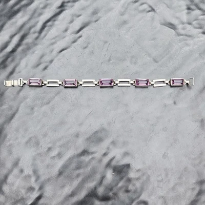Pulsera hecha a mano de plata de ley 925 con piedras preciosas de amatista 7 regalos  Foto 1 de 4