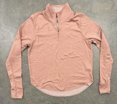 Nike Running Dri-fit Rose Pink Waffle 1/4 Zip Pullover Womens Medium - Image 1 of 4