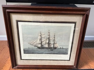 1924 USS CONSTITUTION Frigate Hand Colored Maritime Print Dunthorne Framed - Picture 1 of 9