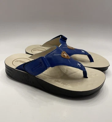 Sandalia Tanga Cuña Mujer Aerosoft Azul Marino Plantilla Acolchada Talla 40 EUR NUEVO Foto 1 de 4