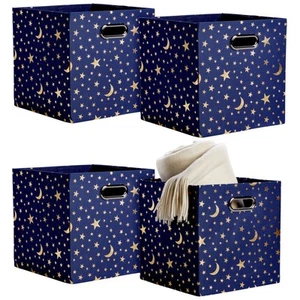 4 Pack Star Storage Cubes, Collapsible Foldable Fabric Organizer Baskets, 11 In - Picture 1 of 10