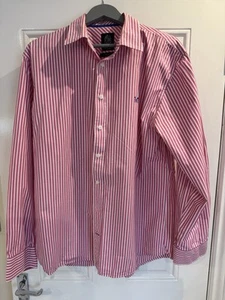CREW CLOTHING mens Red & White Strip Long Sleeve Shirt - Classic Fit - XL - Picture 1 of 3