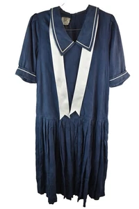LAURA ASHLEY Navy Sailor Dress size Uk 10 Womens Vintage Casual Outdoors - Picture 1 of 8