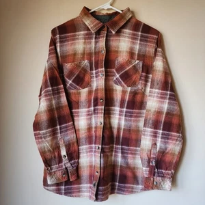 Leggendaria camicia di flanella Whitetail donna taglia XL quadri manica lunga arancione bruciato - Foto 1 di 11