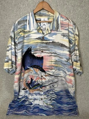 Рубашка мужская Guy Harvey XL Marlin Fish на пуговицах с коротким рукавом пляжная легкая - Изображение 1 из 4