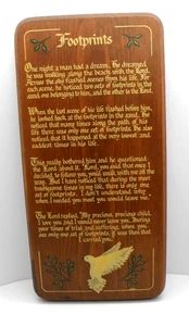 Vintage FOOTPRINTS Poem by Lori Wall Hanging Wooden Plaque Religious Vtg Decor - Picture 1 of 9