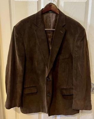 Vintage Adolfo 52R Chocolate Brown Corduroy Mens Blazer Jacket Sport Suit Coat - Image 1 of 4