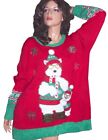 Womens POLAR BEAR Animal Sequin Ugly Christmas Sweater Party Plus Size 3X NEW