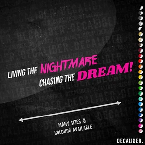 Living The Nightmare, Chasing The Dream Sticker Long 2 Tone - Many Colours Sizes - Picture 1 of 26