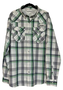 Columbia Men’s L Omni Shade Pearl Snap Plaid Shirt Vent Back UPF 30 NWOT - Picture 1 of 10