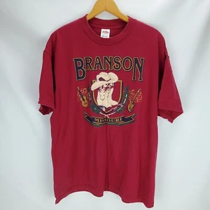 Vintage 90s Branson Missouri Cowboy Hat Boots Guitar Red Graphic T Shirt Mens XL - Picture 1 of 5