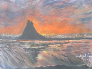my original painting of LINDISFARNE CASTLE ,HOLY ISLAND unframed signed - Picture 1 of 1