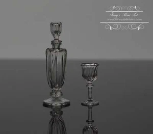 1:12 Dollhouse Miniature Whiskey Glass Bottle and Cup HMN 1557 1558 - Picture 1 of 7