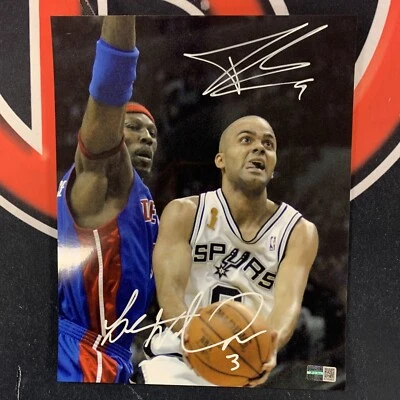 Фотография финала НБА с автографом Тони Паркера Бена Уоллеса 8X10 Steiner CX - Изображение 1 из 4
