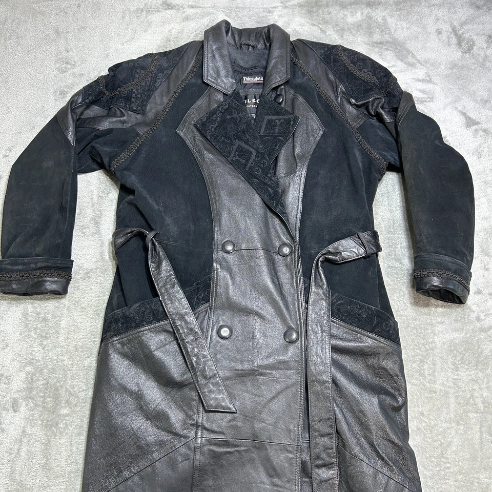 Abrigo de cuero vintage Wilsons para mujer S Paisley Trench Western con cinturón Foto 1 de 4