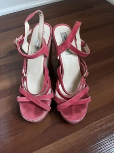 L.K Bennett Pink Strappy Wedge Size 6.5 - Picture 1 of 3