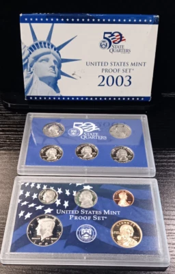 2003 S US Mint 10 Coin Proof Set As Issued with Original Box and COA - Image 1 of 4