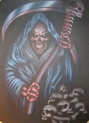 DEATH SCYTHE SKELETON SKULLS ZOMBIES Step by Step Airbrush Stencil Template