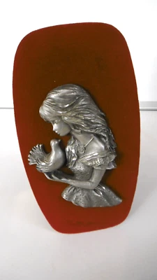 cadre a poser demoiselle en etain galitrelle signe - Photo 1/4