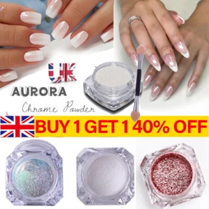 MIRROR CHROME NAIL POWDER COLOURS UNICORN ROSE AURORA NAIL POWDER PIGMENT - Picture 1 of 14