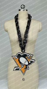 New NHL Pittsburgh Penguins BIG Fan Chain Black Necklace Foam MI USA - Picture 1 of 3
