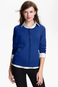NWOT Halogen Three Quarter Sleeve Cardigan In BLUE MAZARINE Size XS Retail $46 - Picture 1 of 7