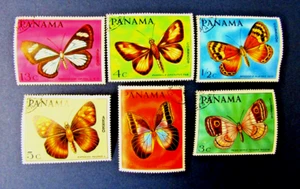 6 PANAMA STAMPS, 1/2,1,3,4,5,13 CENTS, BUTTERFLIES, 1968, USED - Picture 1 of 3