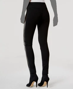 $59 I.N.C. Women's Black Faux-Leather Mid-Rise Pull-ON Skinny-Leg Pants Size 8 - Picture 1 of 4