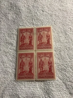 NORWAY-SCOTT # 274-WINGS FOR NORWAY-LITTLE NORWAY-BLOCK OF 4 STAMPS-MH - Image 1 of 2