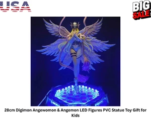28cm Digimon Angewomon & Angemon LED Figures PVC Statue Toy Gift for Kids - Picture 1 of 4