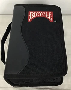Bicycle Poker Chip Set Black Zippered Case Multi Colored Chips with 2 Decks - Picture 1 of 4