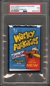 1974 Topps Wacky Packages 7th Series Wax Pack BLUE GUMLESS PSA 7
