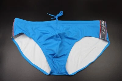 Emporio Armani Hombre Azul Logo Encuadernación Natación Breve Bikini Traje De Baño Talla 38 Foto 1 de 4