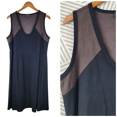 Karen Kane Dress Plus size 1X Faux Suede Brown Ultrasuede Top Black Knit Stretch - Image 1 of 4