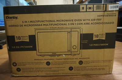 (RI4) Danby 5 in 1 Multifunktionale Mikrowelle mit Air Fry DDMW1061BSS-6 - Bild 1 von 4