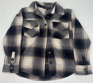 BLU PEPPER Plaid Flannel Shirt Neck Button Up Blue White Women’s S - Picture 1 of 8