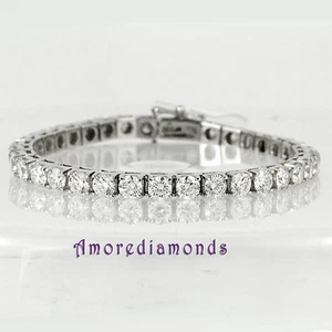 16.00 CT E I1 IDEAL CUT NATURAL DIAMOND TENNIS BRACELET 14K WHITE GOLD 7 INCHES - Picture 1 of 1