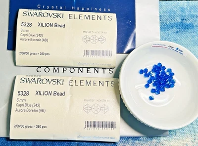 Swarovski 5328 6mm CAPRI BLUE AB Austrian Bi-cone Beads 360pcs Sealed pack. - Image 1 of 3