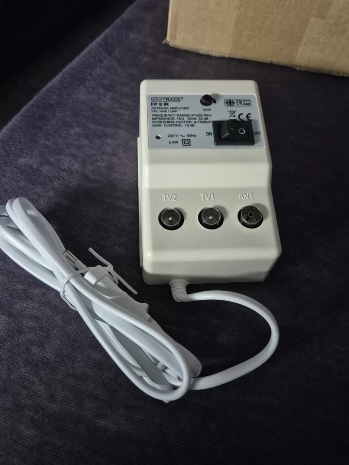 TV Antennenverstärker | 2 Geräte | HDTV 4K | DVB-C /T2 Signal Verstärker 20dB FP - Bild 1 von 1
