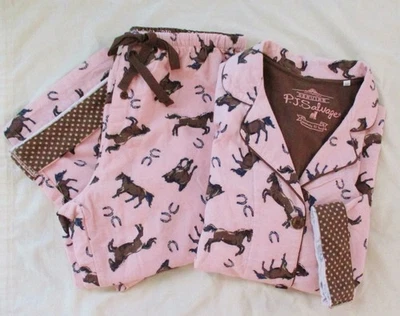 Conjunto de pijama de franela occidental PJ Salvage CABALLOS Y HERRADURAS ROSA ALGODÓN X-LG NUEVO CON ETIQUETAS Foto 1 de 4
