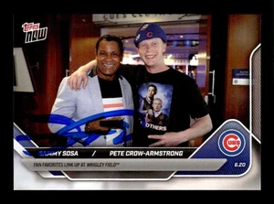 SAMMY SOSA SIGNED 2025 TOPPS NOW #324 W/ PETE CROW-ARMSTRONG BAS STICKER COA - Picture 1 of 2
