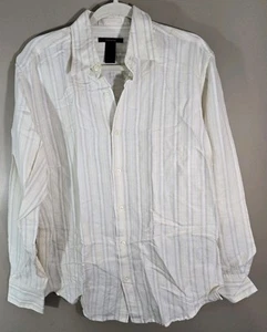 Claiborne beige gestreift Leinen Viskose Mischung Damen Modern Fit Button Down L  - Bild 1 von 10