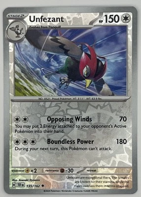 Unfezant 135/162 Sv05: Temporal Forces Reverse Holo - Image 1 of 3